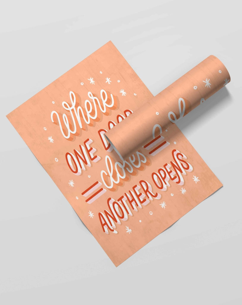 Where One Door Closes Another Opens - Quotes Art Frame For Wall Decor- Funkydecors Xs / Roll Posters