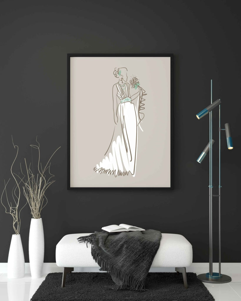 White Gown Portrait Art Frame For Wall Decor- Funkydecors Xs / Black Posters Prints &amp; Visual Artwork