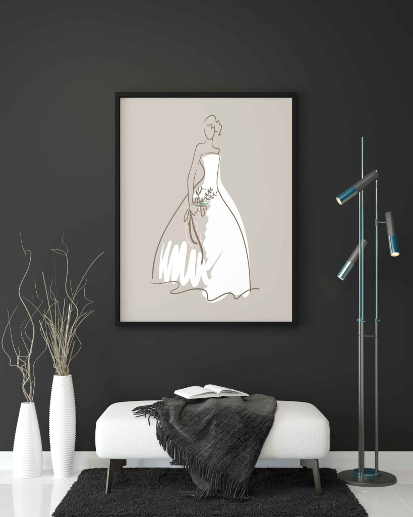 White Gown Portrait Art Frame For Wall Decor- Funkydecors Xs / Black Posters Prints &amp; Visual Artwork