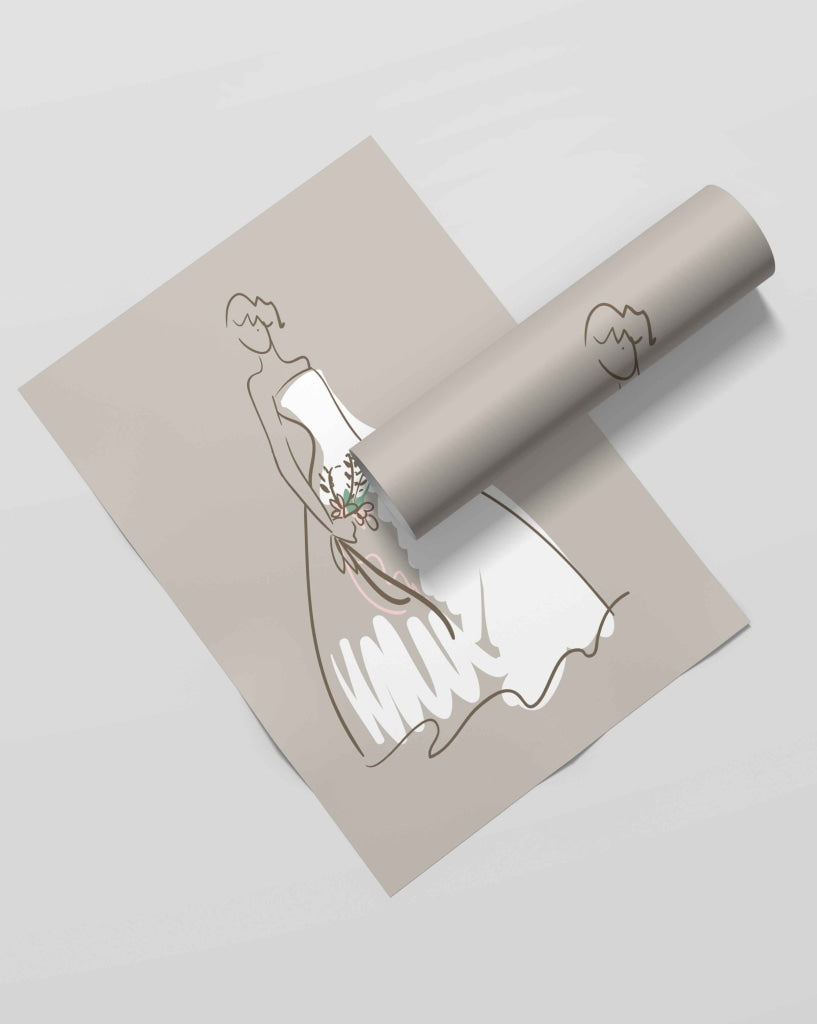 White Gown Portrait Art Frame For Wall Decor- Funkydecors Xs / Roll Posters Prints &amp; Visual Artwork
