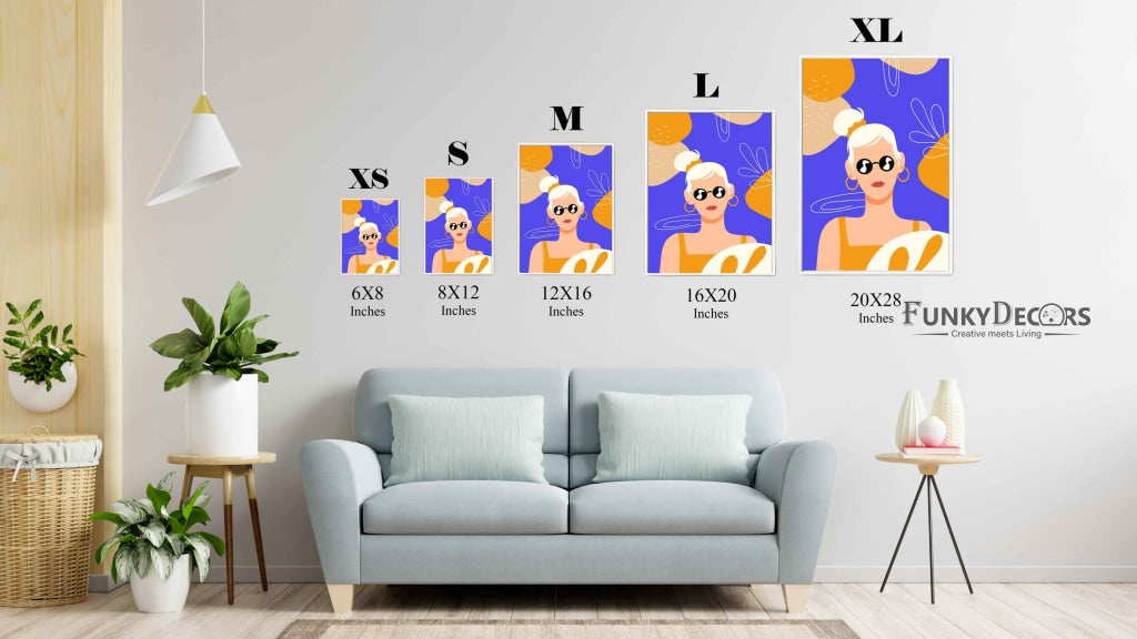 White Hair Girl With Glasses Portrait Art Frame For Wall Decor- Funkydecors Posters Prints & Visual