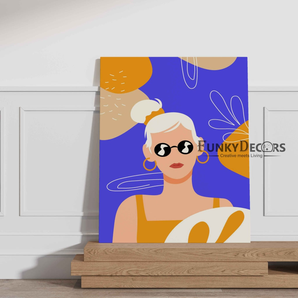 White Hair Girl With Glasses Portrait Art Frame For Wall Decor- Funkydecors Posters Prints & Visual