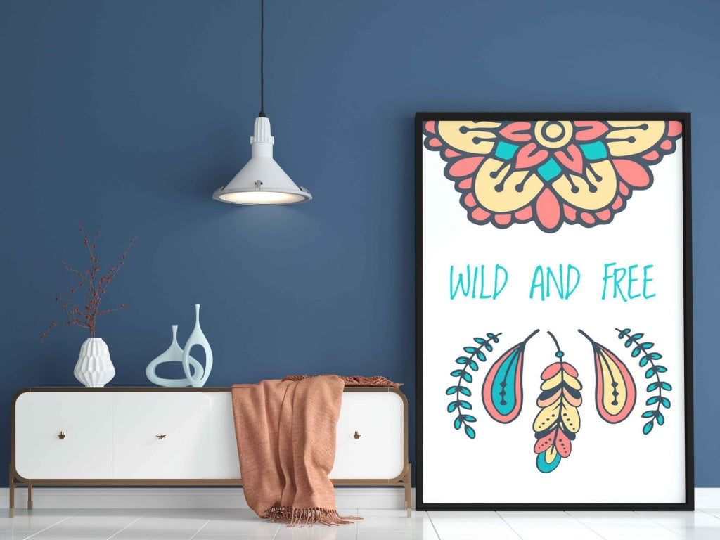 Wild And Free Boho Art Frame For Wall Decor- Funkydecors Xs / Black Posters Prints &amp; Visual Artwork