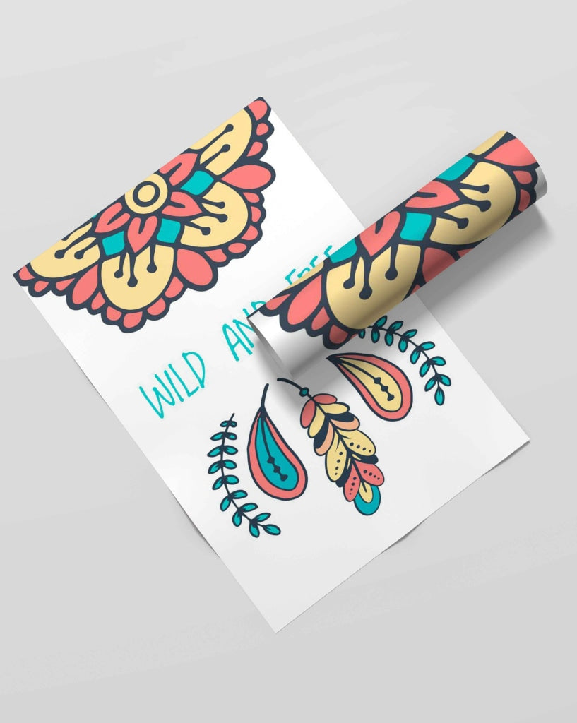 Wild And Free Boho Art Frame For Wall Decor- Funkydecors Xs / Roll Posters Prints &amp; Visual Artwork