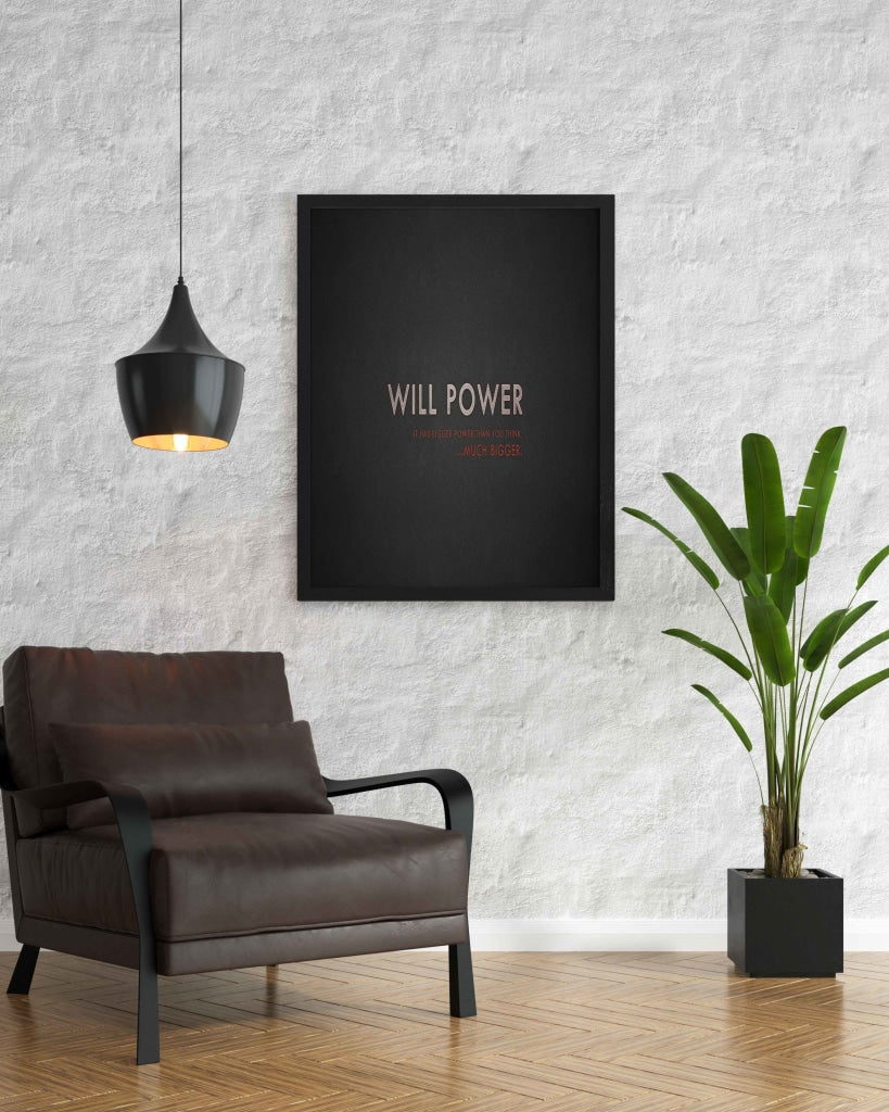 Will Power - Motivation Quotes Art Frame For Wall Decor- Funkydecors Xs / Black Posters Prints &amp;