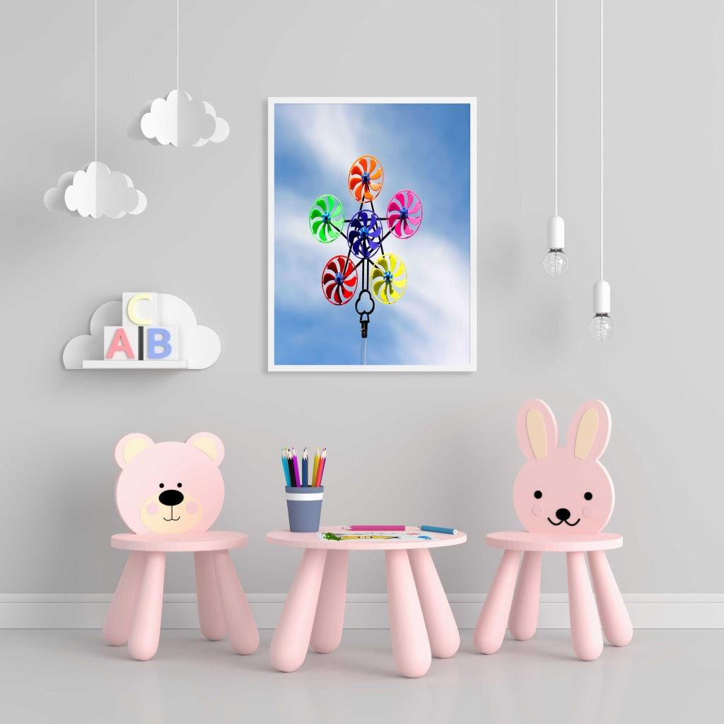 Wind Spinner - Nursery Art Frame For Wall Decor- Funkydecors Xs / White Posters Prints &amp; Visual