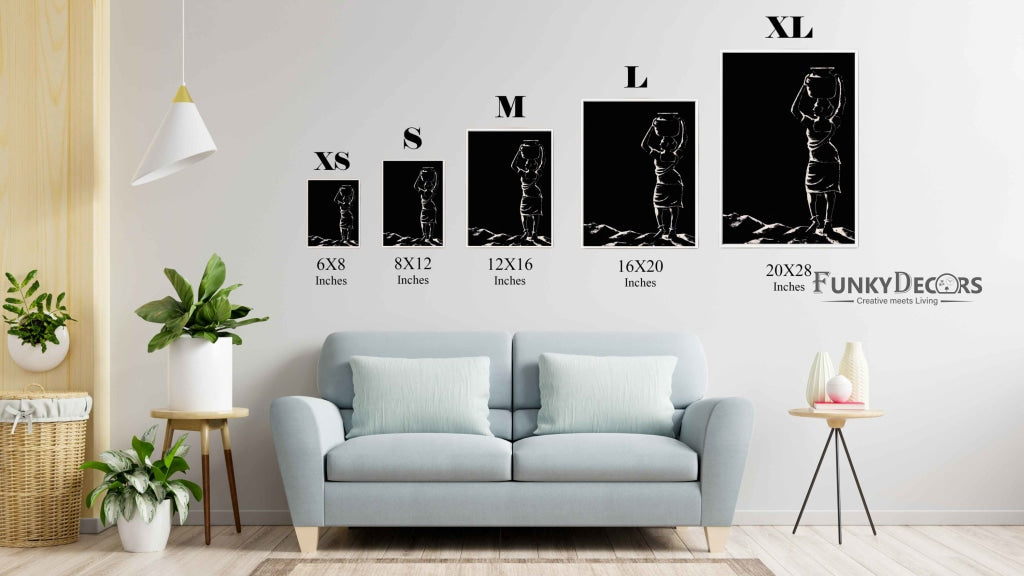 Women Achromatic Art Frame For Wall Decor- Funkydecors Posters Prints & Visual Artwork