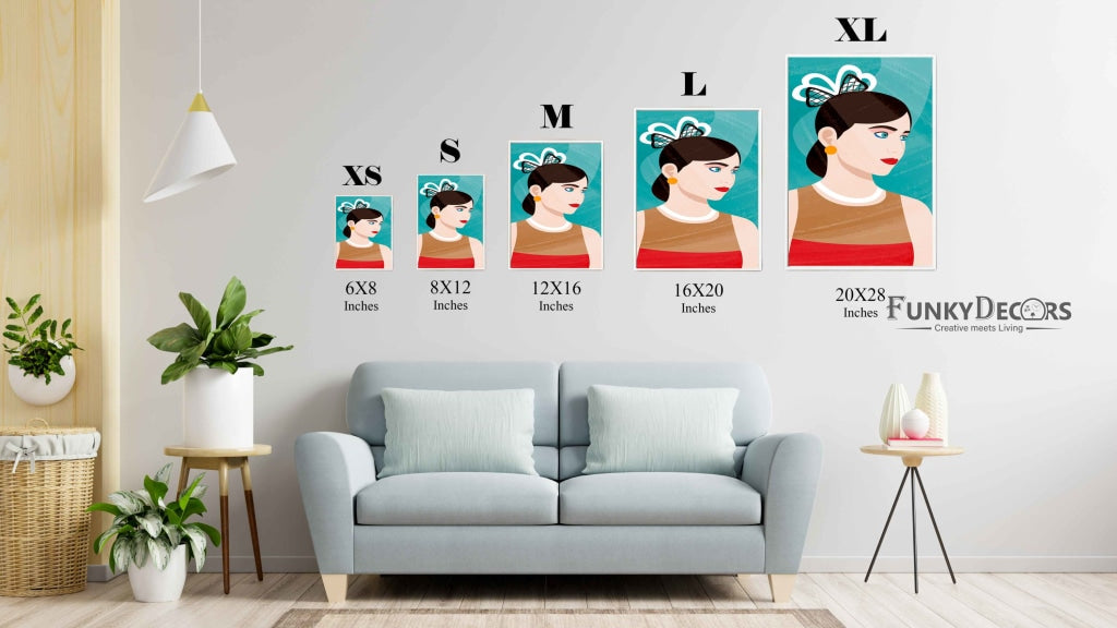 Women Aesthetic Headgear Portrait Art Frame For Wall Decor- Funkydecors Posters Prints & Visual