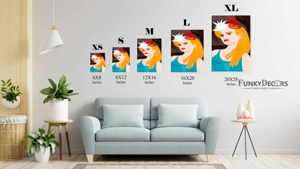 Women Aesthetic Headgear Portrait Art Frame For Wall Decor- Funkydecors Posters Prints & Visual