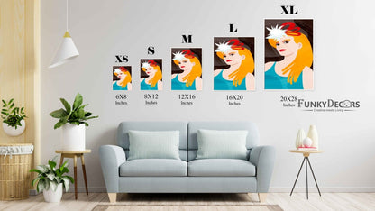 Women Aesthetic Headgear Portrait Art Frame For Wall Decor- Funkydecors Posters Prints & Visual