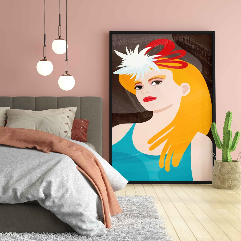 Women Aesthetic Headgear Portrait Art Frame For Wall Decor- Funkydecors Xs / Black Posters Prints &