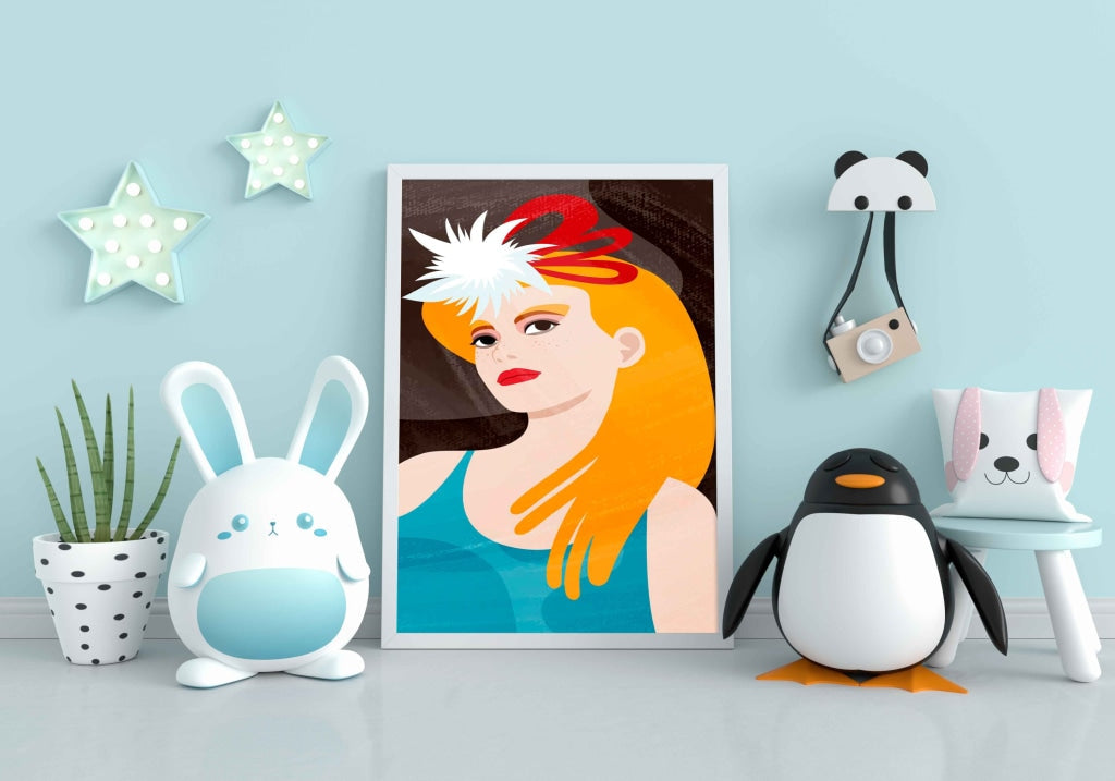 Women Aesthetic Headgear Portrait Art Frame For Wall Decor- Funkydecors Xs / White Posters Prints &