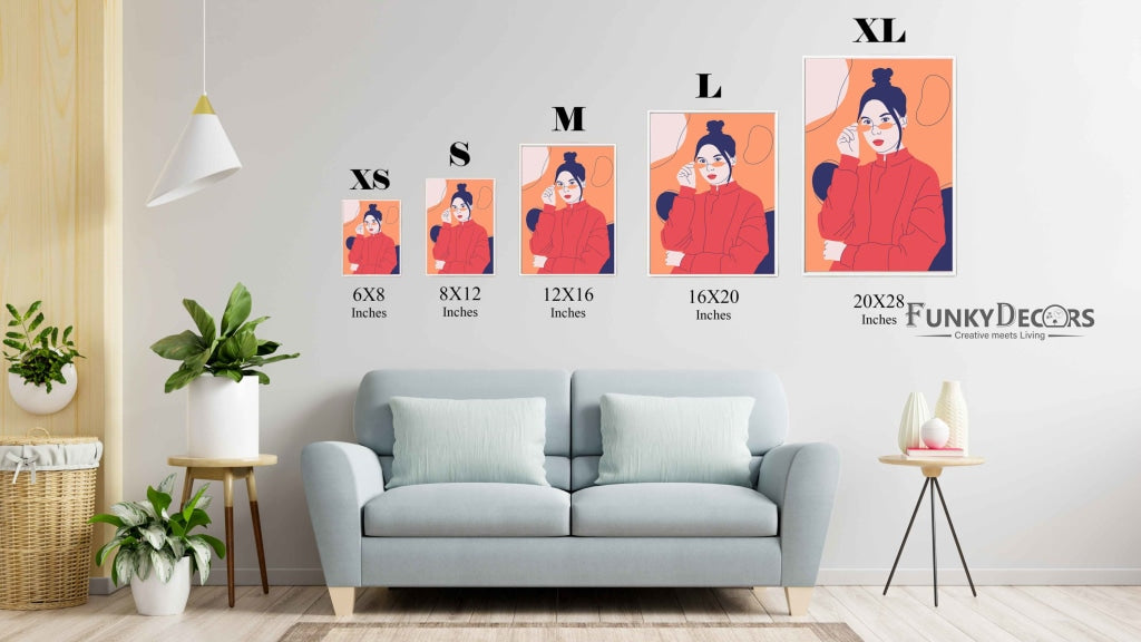 Women In Hoodie Portrait Art Frame For Wall Decor- Funkydecors Posters Prints & Visual Artwork