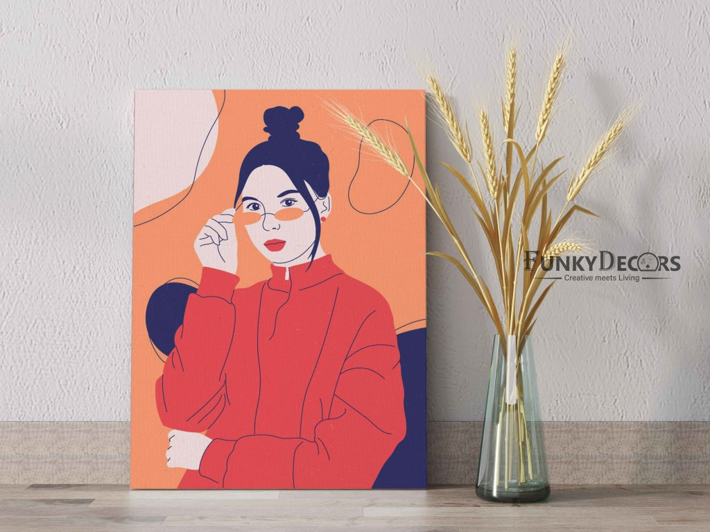 Women In Hoodie Portrait Art Frame For Wall Decor- Funkydecors Posters Prints & Visual Artwork
