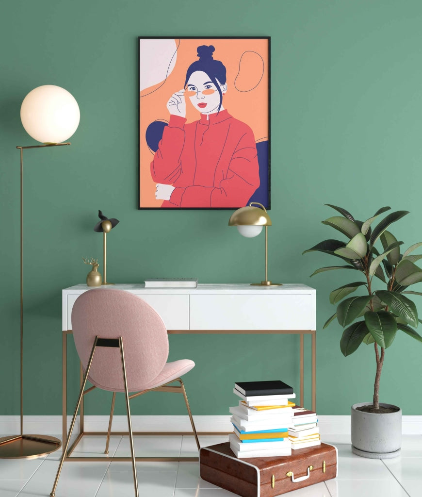 Women In Hoodie Portrait Art Frame For Wall Decor- Funkydecors Xs / Black Posters Prints & Visual
