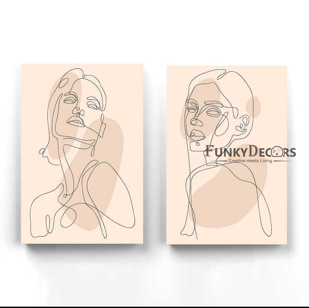 Women Line 2 Panels Art Frame For Wall Decor- Funkydecors Posters Prints & Visual Artwork