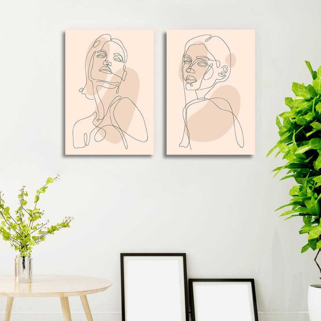 Women Line 2 Panels Art Frame For Wall Decor- Funkydecors Xs / Canvas Posters Prints & Visual