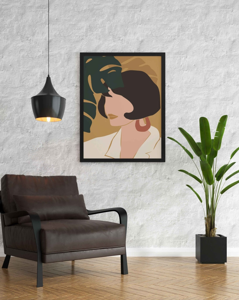 Women Minimal Face Design Portrait Art Frame For Wall Decor- Funkydecors Xs / Black Posters Prints &