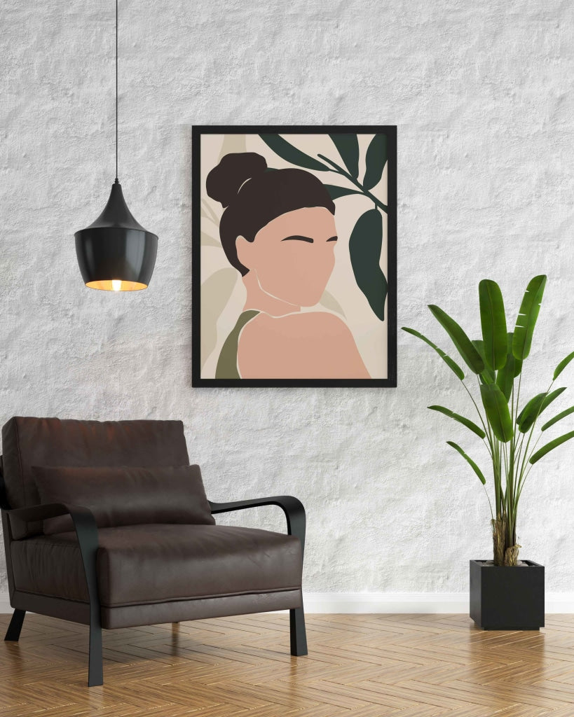 Women Minimal Face Design Portrait Art Frame For Wall Decor- Funkydecors Xs / Black Posters Prints &