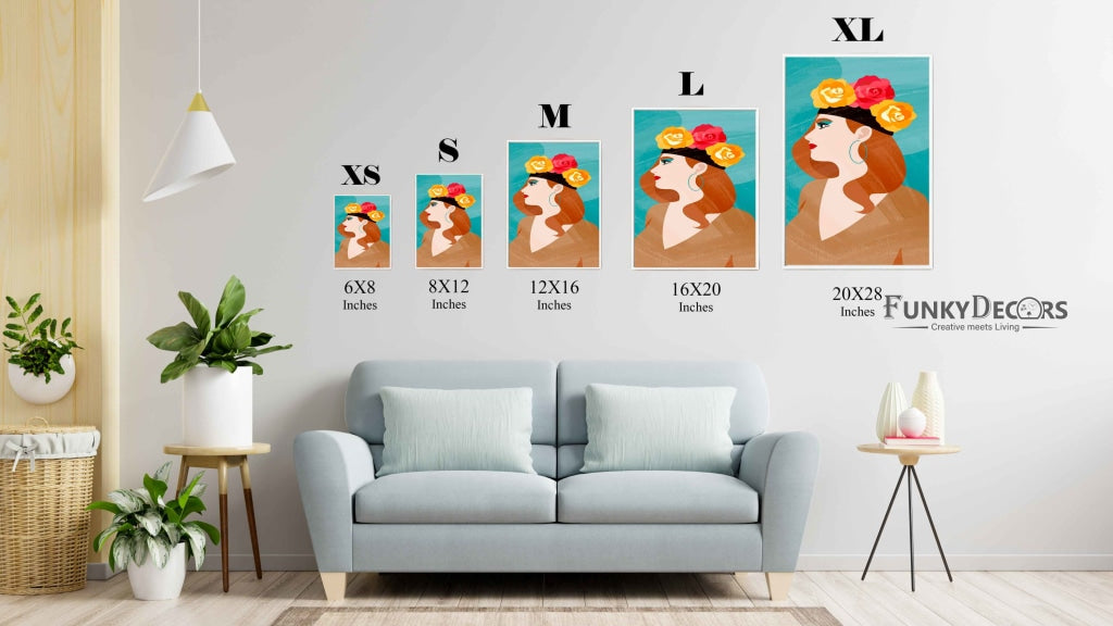 Women With Floral Crown Portrait Art Frame For Wall Decor- Funkydecors Posters Prints & Visual