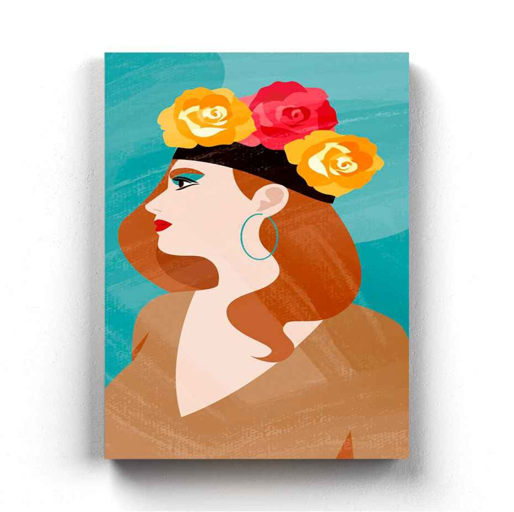 Women With Floral Crown Portrait Art Frame For Wall Decor- Funkydecors Xs / Canvas Posters Prints &