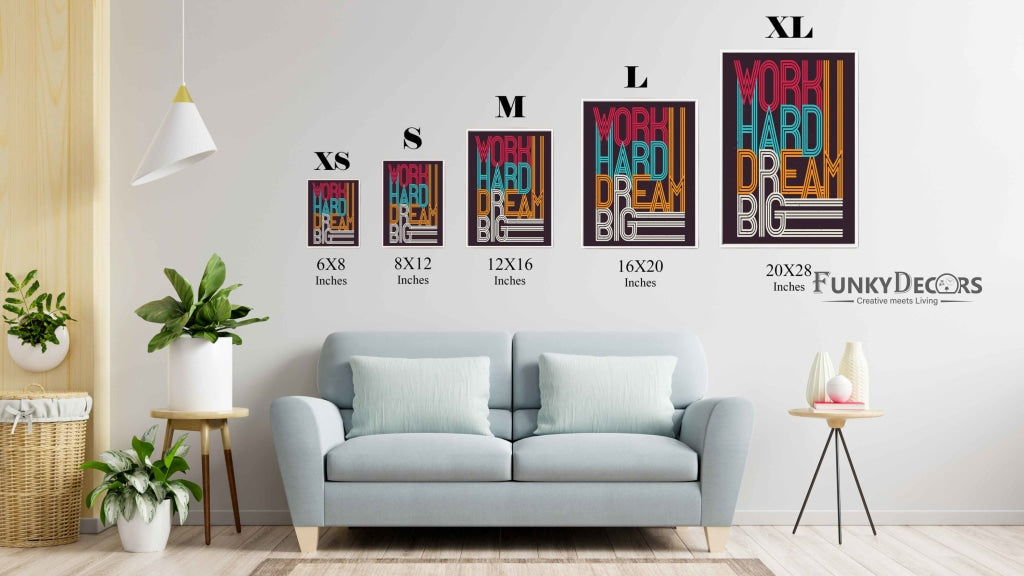 Work Hard Dream Big - Motivation Quotes Art Frame For Wall Decor- Funkydecors Posters Prints &