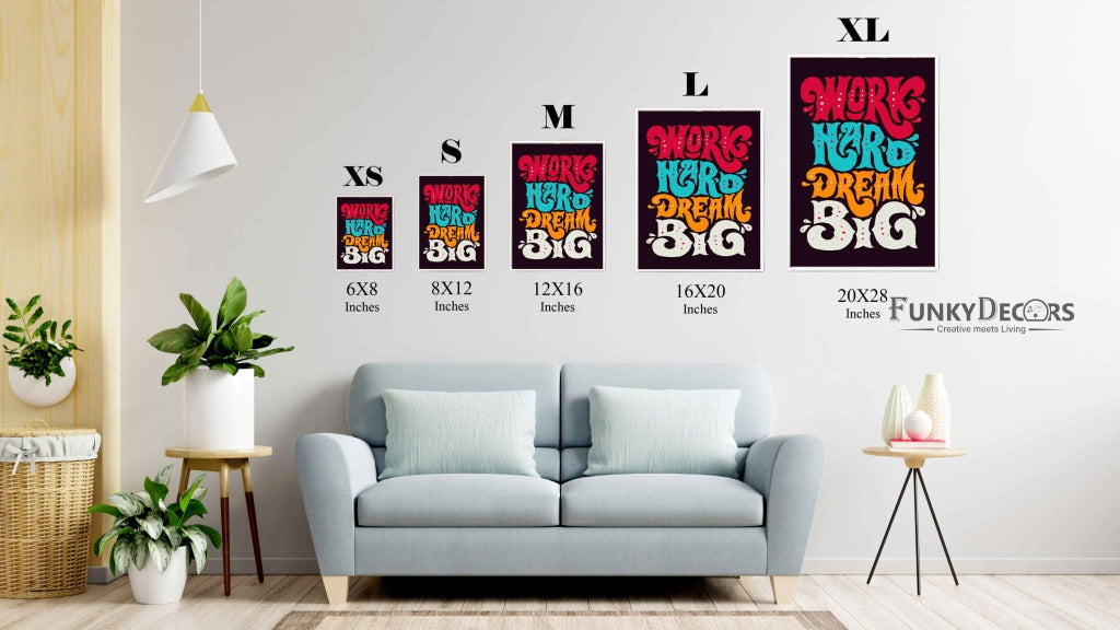 Work Hard Dream Big Quotes Art Frame For Wall Decor- Funkydecors Posters Prints &amp; Visual Artwork