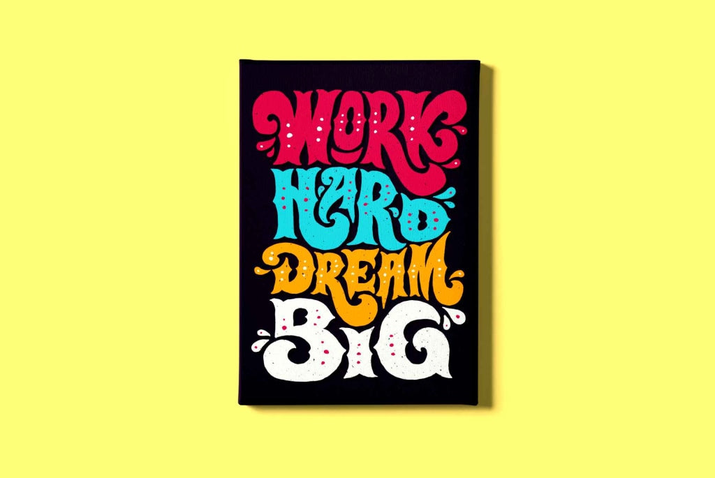 Work Hard Dream Big Quotes Art Frame For Wall Decor- Funkydecors Xs / Black Posters Prints &amp; Visual