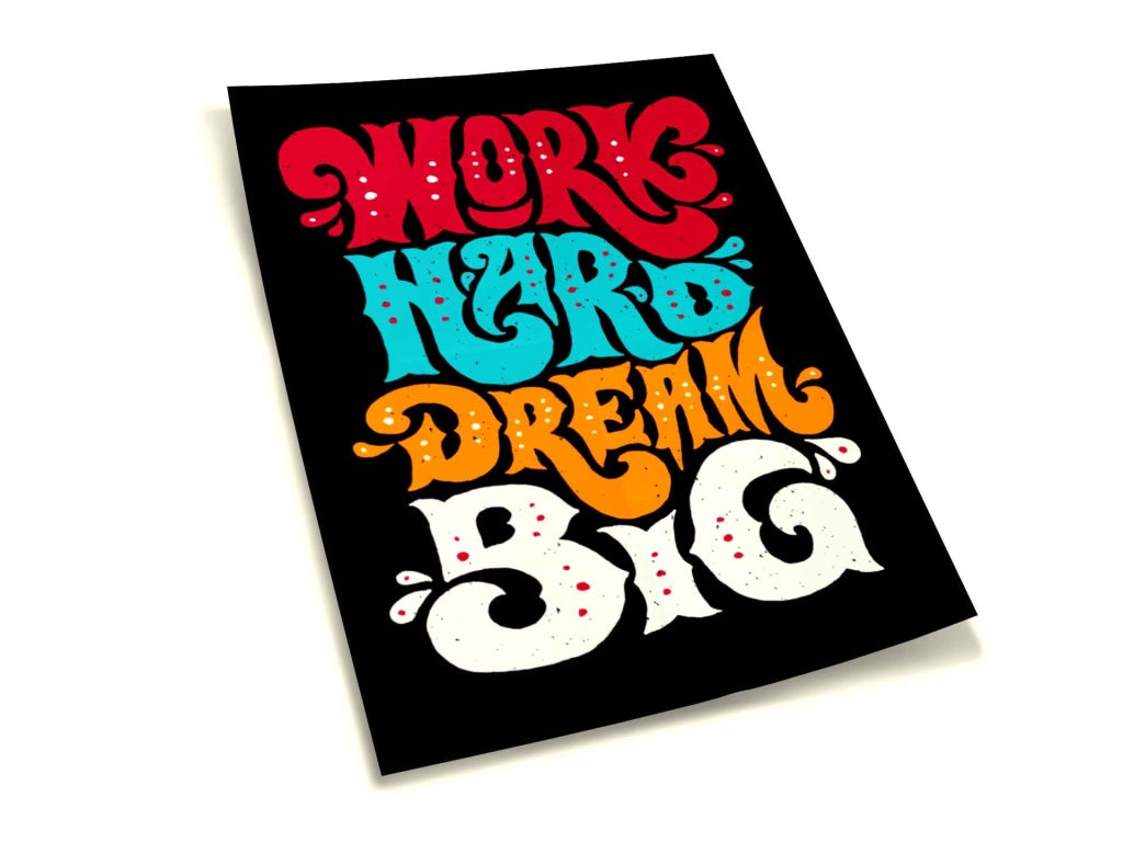 Work Hard Dream Big Quotes Art Frame For Wall Decor- Funkydecors Xs / Roll Posters Prints &amp; Visual