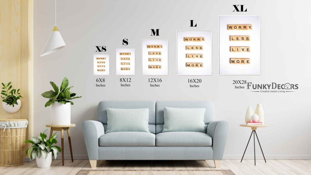 Worry Less Live More - Motivation Quotes Art Frame For Wall Decor- Funkydecors Posters Prints &