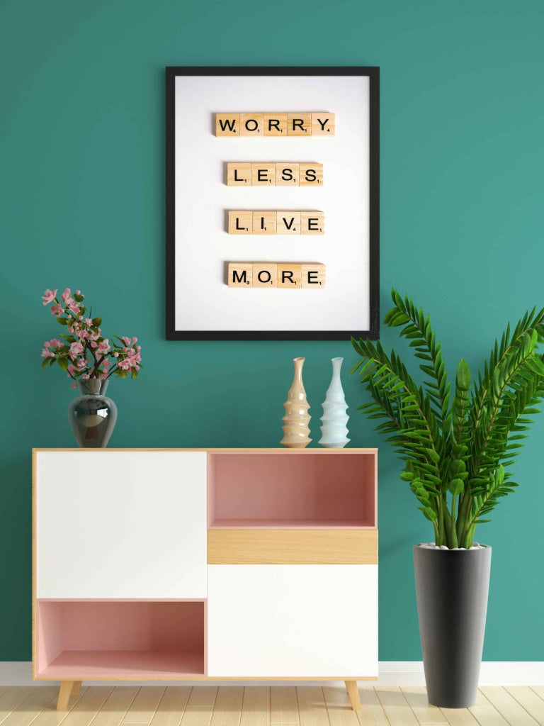 Worry Less Live More - Motivation Quotes Art Frame For Wall Decor- Funkydecors Xs / Black Posters