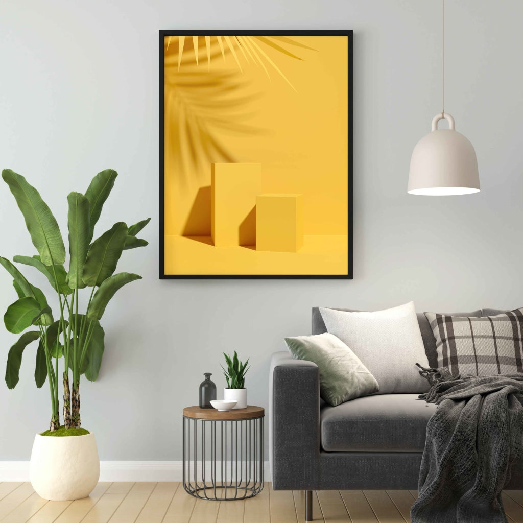 Yellow Cubical Geometric Art Frame For Wall Decor- Funkydecors Xs / Black Posters Prints & Visual