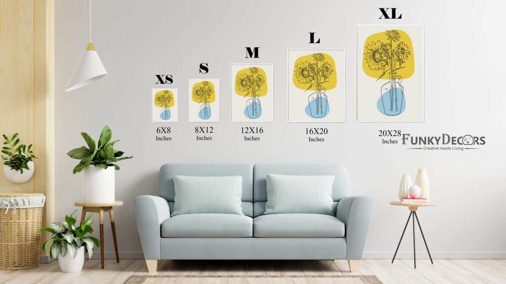 Yellow Floral 3 Panels Art Frame For Wall Decor- Funkydecors Posters Prints &amp; Visual Artwork