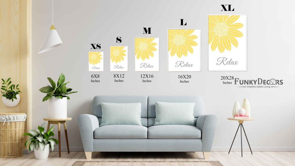 Yellow Mellow Floral Design Portrait Art Frame For Wall Decor- Funkydecors Posters Prints & Visual