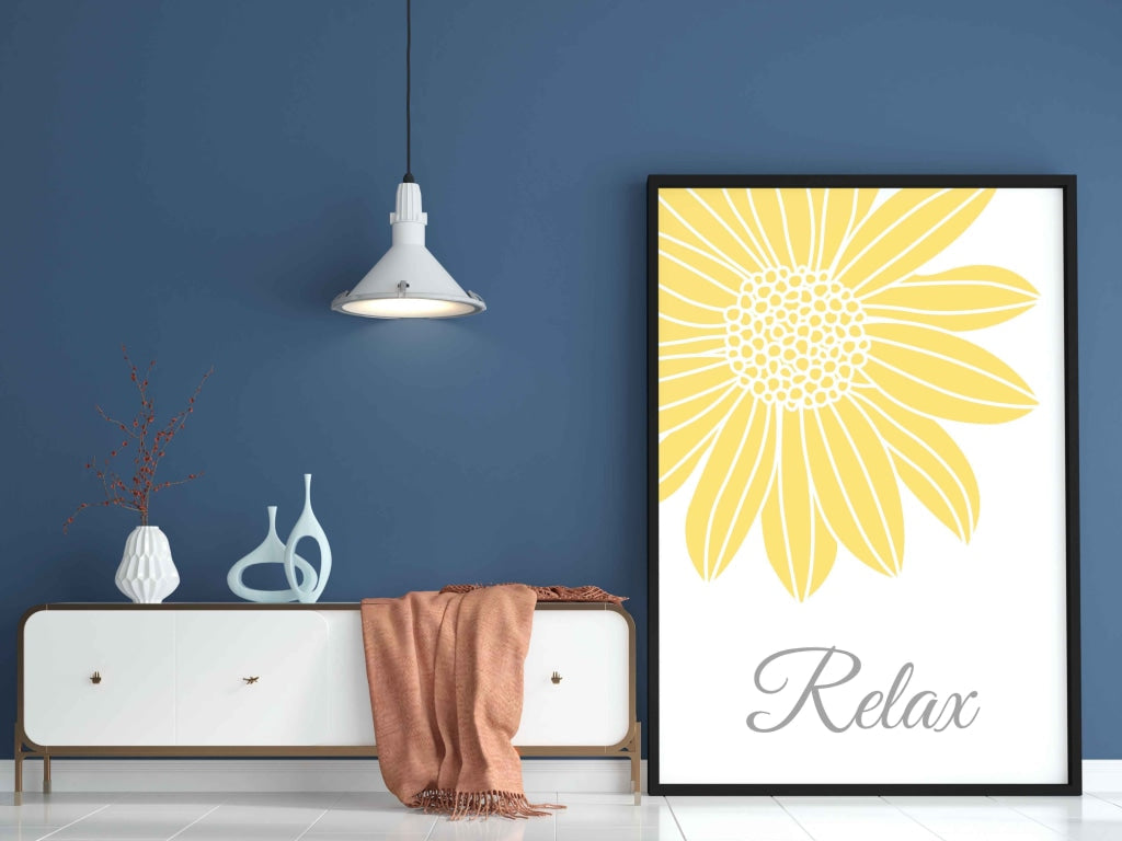 Yellow Mellow Floral Design Portrait Art Frame For Wall Decor- Funkydecors Xs / Black Posters Prints