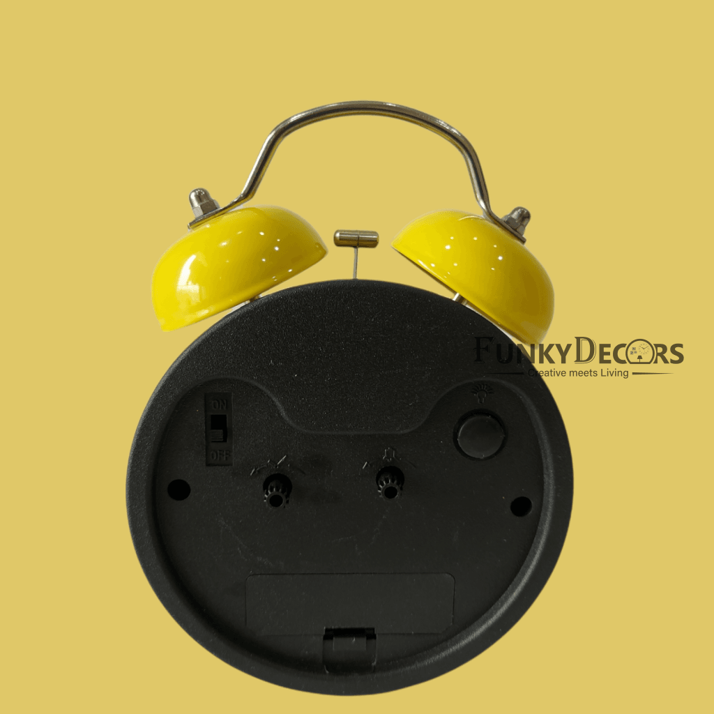Yellow Smiley Royal Retro Style Alarm Kids Room Table Clock-Funkydecors Clocks