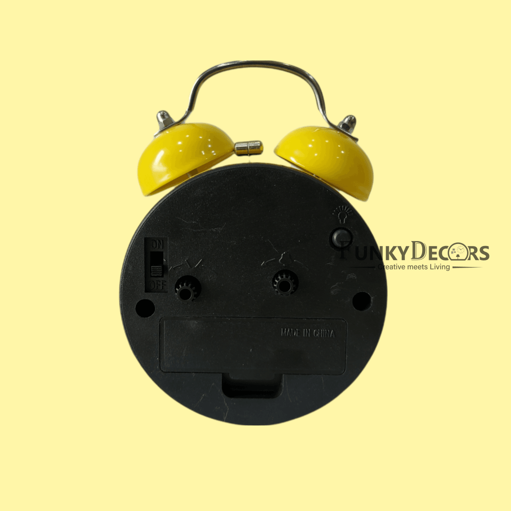 Yellow Smiley Royal Retro Style Alarm Kids Room Table Clock-Funkydecors Clocks