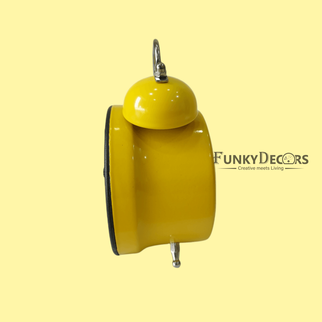 Yellow Smiley Royal Retro Style Alarm Kids Room Table Clock-Funkydecors Clocks