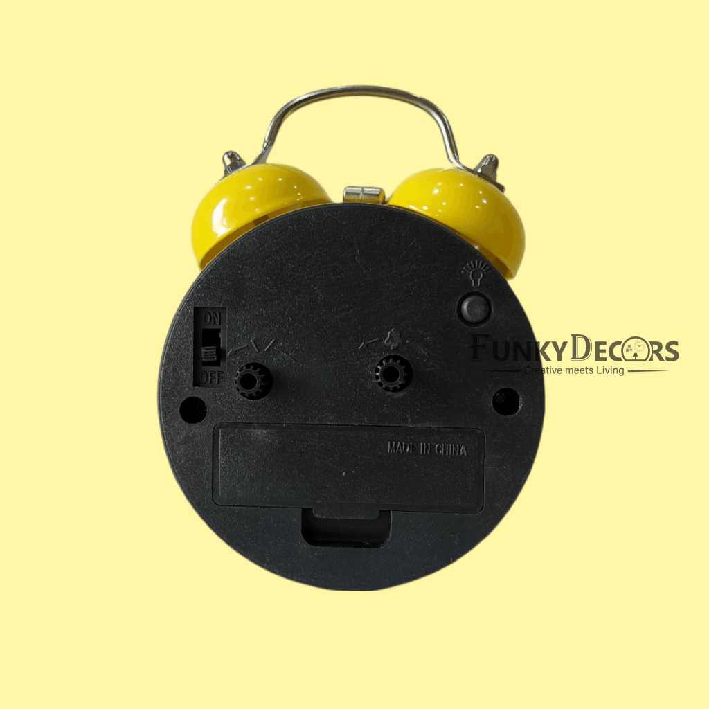 Yellow Smiley Royal Retro Style Alarm Kids Room Table Clock-Funkydecors Clocks