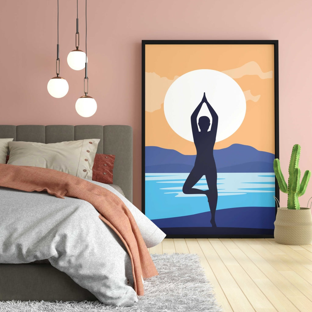 Yoga Fitness - Sports Art Frame For Wall Decor- Funkydecors Xs / Black Posters Prints &amp; Visual