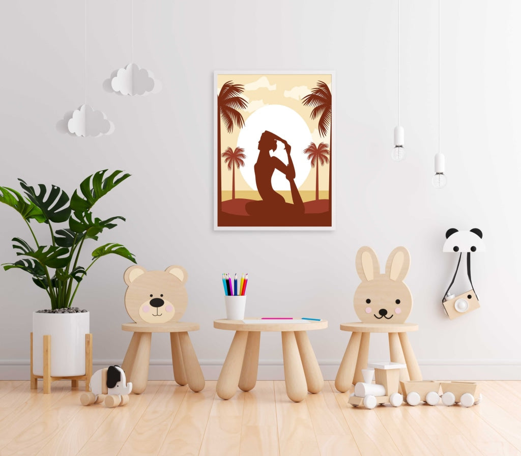 Yoga Fitness - Sports Art Frame For Wall Decor- Funkydecors Xs / White Posters Prints &amp; Visual