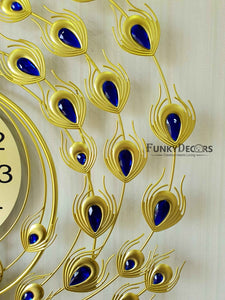 3D Designer Big Peacock Colorful Metal Wall Clock- Funkytradition