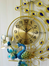 Load image into Gallery viewer, 3D Designer Big Peacock Colorful Metal Wall Clock- Funkytradition
