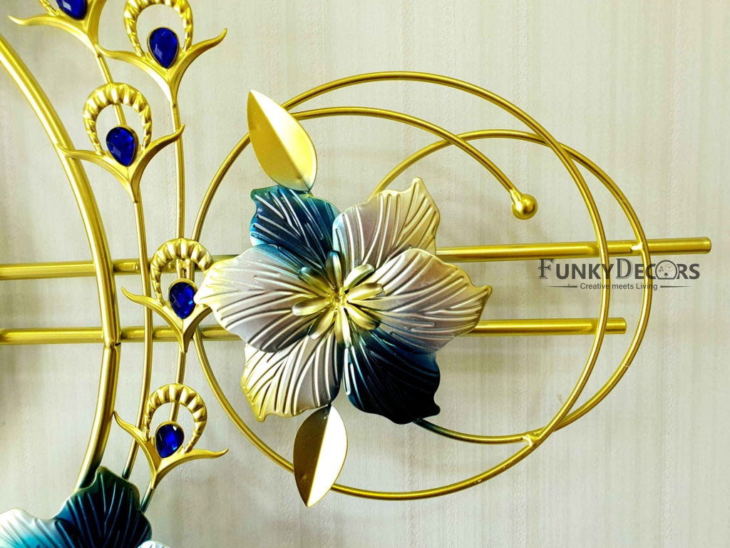 3D Designer Big Peacock Colorful Metal Wall Clock- Funkytradition