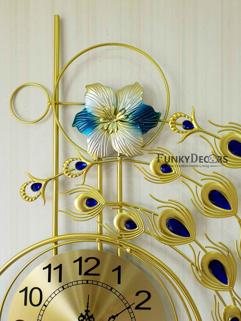 3D Designer Big Peacock Colorful Metal Wall Clock- Funkytradition