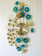 Load image into Gallery viewer, 3D Designer Big Peacock Colorful Metal Wall Clock- Funkytradition Clocks
