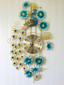 3D Designer Big Peacock Colorful Metal Wall Clock- Funkytradition Clocks