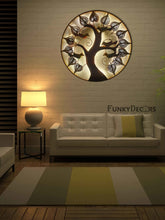 Load image into Gallery viewer, 5 Birds On Tree Round Metal Wall Art With Led - Funkydecors
