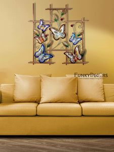 6 Butterflies Metal Wall Art With Led Light - Funkydecors