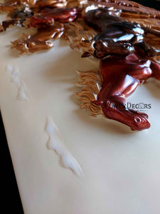 8 Horses Modern 3D Stone Carving Wall Art- Funkydecors